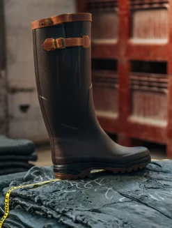 Botte PARCOURS doublure cuir avec bride et boucle de serrage - Marron