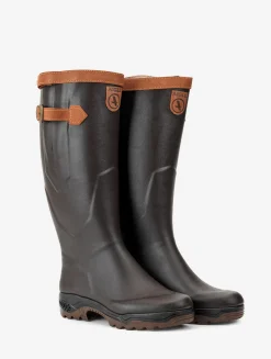 Botte PARCOURS doublure cuir avec bride et boucle de serrage - Marron