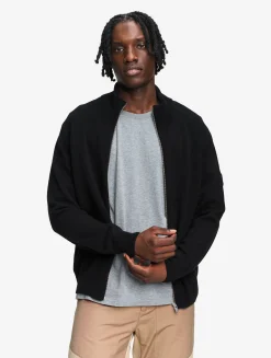Cardigan à fermeture zippée en laine mélangée - Noir
