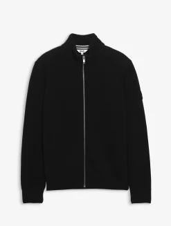 Cardigan à fermeture zippée en laine mélangée - Noir
