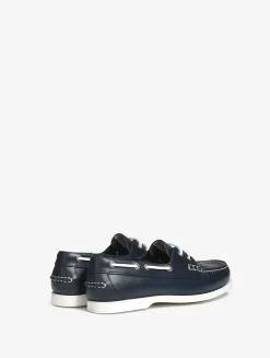 Chaussure bateau cuir pour femme : élégante, intemporelle, résistante et respirante - Bleu