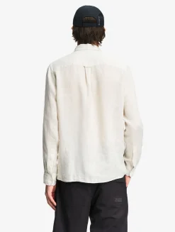 Chemise en lin à manches longues avec poche - Blanc