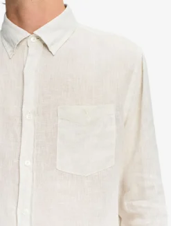 Chemise en lin à manches longues avec poche - Blanc