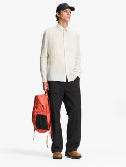 Chemise en lin à manches longues avec poche - Blanc