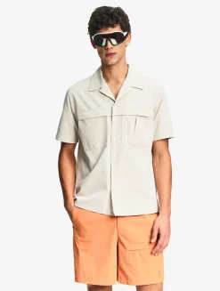 Chemise à manches courtes anti-UV avec poches - Beige