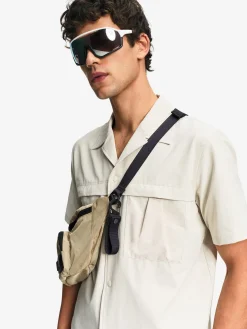 Chemise à manches courtes anti-UV avec poches - Beige