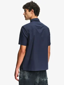 Chemise à manches courtes en coton décontracté - Bleu