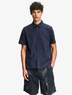 Chemise à manches courtes en coton décontracté - Bleu