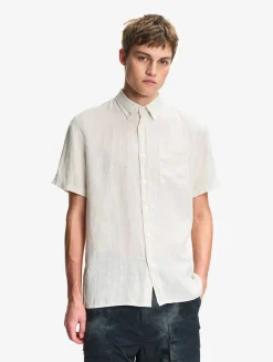 Chemise manches courtes en lin - Blanc