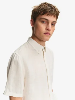 Chemise manches courtes en lin - Blanc