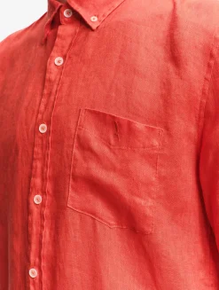 Chemise manches courtes en lin - Rouge