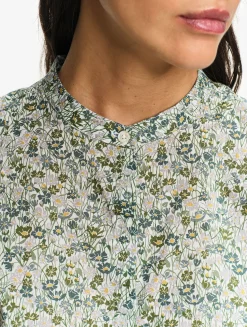 Chemise à manches courtes en voile de coton Liberty - Vert