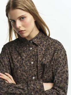 Chemise manches longues en coton imprimé - Multicolore