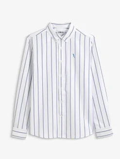 Chemise oxford rayée DRY FAST TEXTILE® avec logo sur la poitrine - Blanc