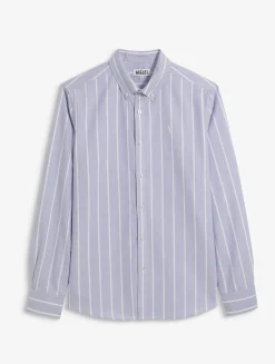 Chemise oxford rayée DRY FAST TEXTILE® avec logo sur la poitrine - Bleu