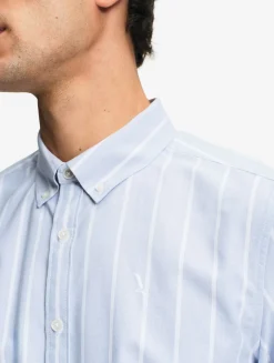 Chemise oxford rayée DRY FAST TEXTILE® avec logo sur la poitrine - Bleu