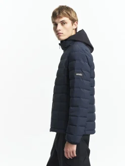 Doudoune courte T-KIT déperlante avec matelassage en duvets et plumes - Bleu
