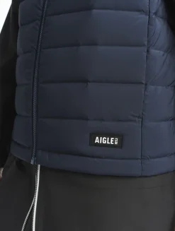 Doudoune courte T-KIT sans manche déperlante avec matelassage en duvets et plumes - Bleu