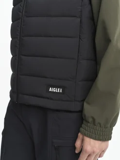 Doudoune courte T-KIT sans manche déperlante avec matelassage en duvets et plumes - Noir