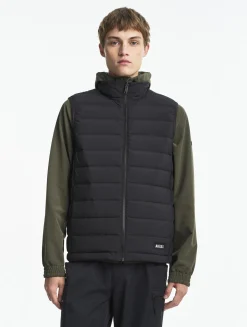 Doudoune courte T-KIT sans manche déperlante avec matelassage en duvets et plumes - Noir
