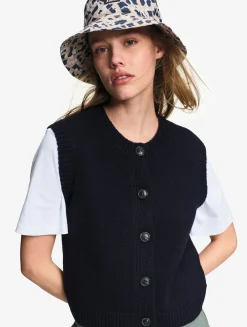Gilet sans manches en laine mélangé - Bleu