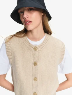 Gilet sans manches en laine mélangée - Beige