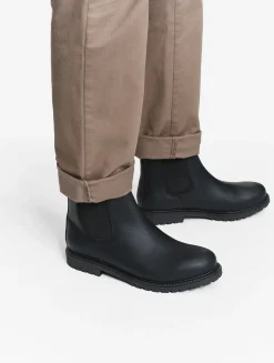 La botte chelsea en cuir made in Europe - Noir