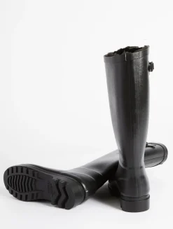 La botte de pluie boyfriend fourrée, fabriquée en France - Noir