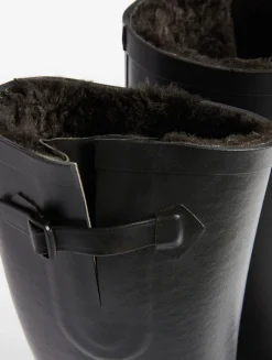 La botte de pluie boyfriend fourrée, fabriquée en France - Noir
