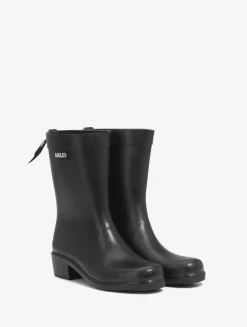 La botte de pluie à talon, aux détails équestres - Noir