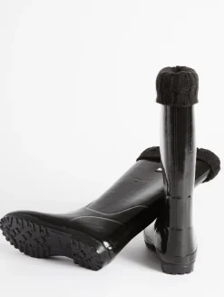 La botte de pluie vernie, en version fourrée - Noir
