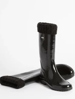 La botte de pluie vernie, en version fourrée - Noir