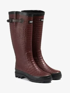 La botte ultra-mode revisitée façon croco - Marron