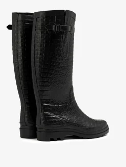 La botte ultra-mode revisitée façon croco - Noir