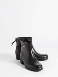 Le bottillon de pluie à talon, aux détails équestres - Noir