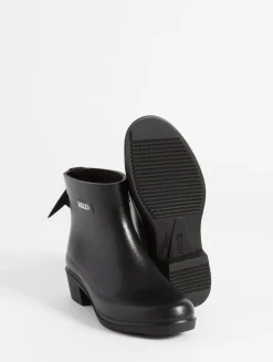 Le bottillon de pluie à talon, aux détails équestres - Noir