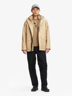 Manteau court en coton de twill à capuche amovible MTD T-KIT - Beige