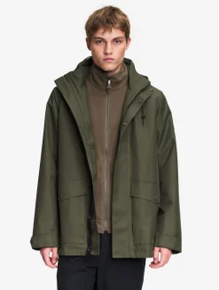 Manteau court en coton de twill à capuche amovible MTD T-KIT - Kaki