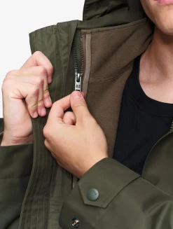Manteau court en coton de twill à capuche amovible MTD T-KIT - Kaki