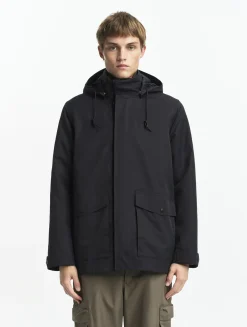 Manteau court en coton de twill à capuche amovible MTD T-KIT - Noir