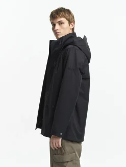 Manteau court en coton de twill à capuche amovible MTD T-KIT - Noir