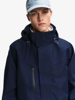 Parka courte à poches multiples avec capuche amovible GORE-TEX® - Bleu