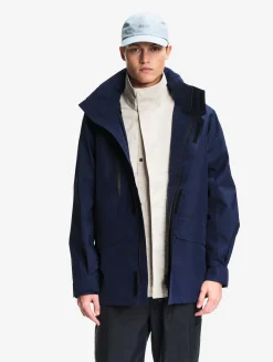 Parka courte à poches multiples avec capuche amovible GORE-TEX® - Bleu