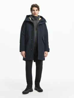 Parka fishtail GORE-TEX® matelassée avec capuche doublée sherpa - Bleu