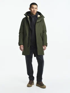 Parka fishtail GORE-TEX® matelassée avec capuche doublée sherpa - Kaki
