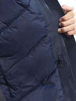 Parka longue GORE-TEX® à capuche avec matelassage en duvets et plumes - Bleu