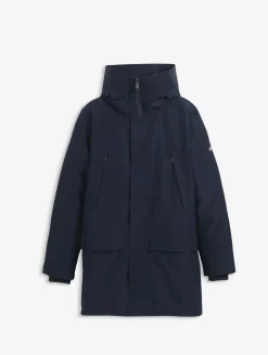 Parka longue GORE-TEX® à capuche avec matelassage en duvets et plumes - Bleu