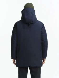 Parka longue GORE-TEX® à capuche avec matelassage en duvets et plumes - Bleu