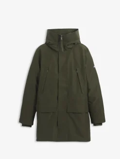 Parka longue GORE-TEX® à capuche avec matelassage en duvets et plumes - Kaki