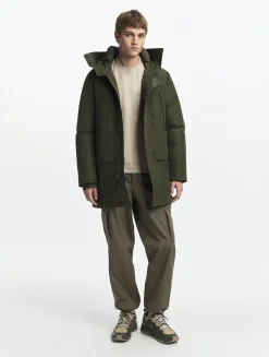 Parka longue GORE-TEX® à capuche avec matelassage en duvets et plumes - Kaki